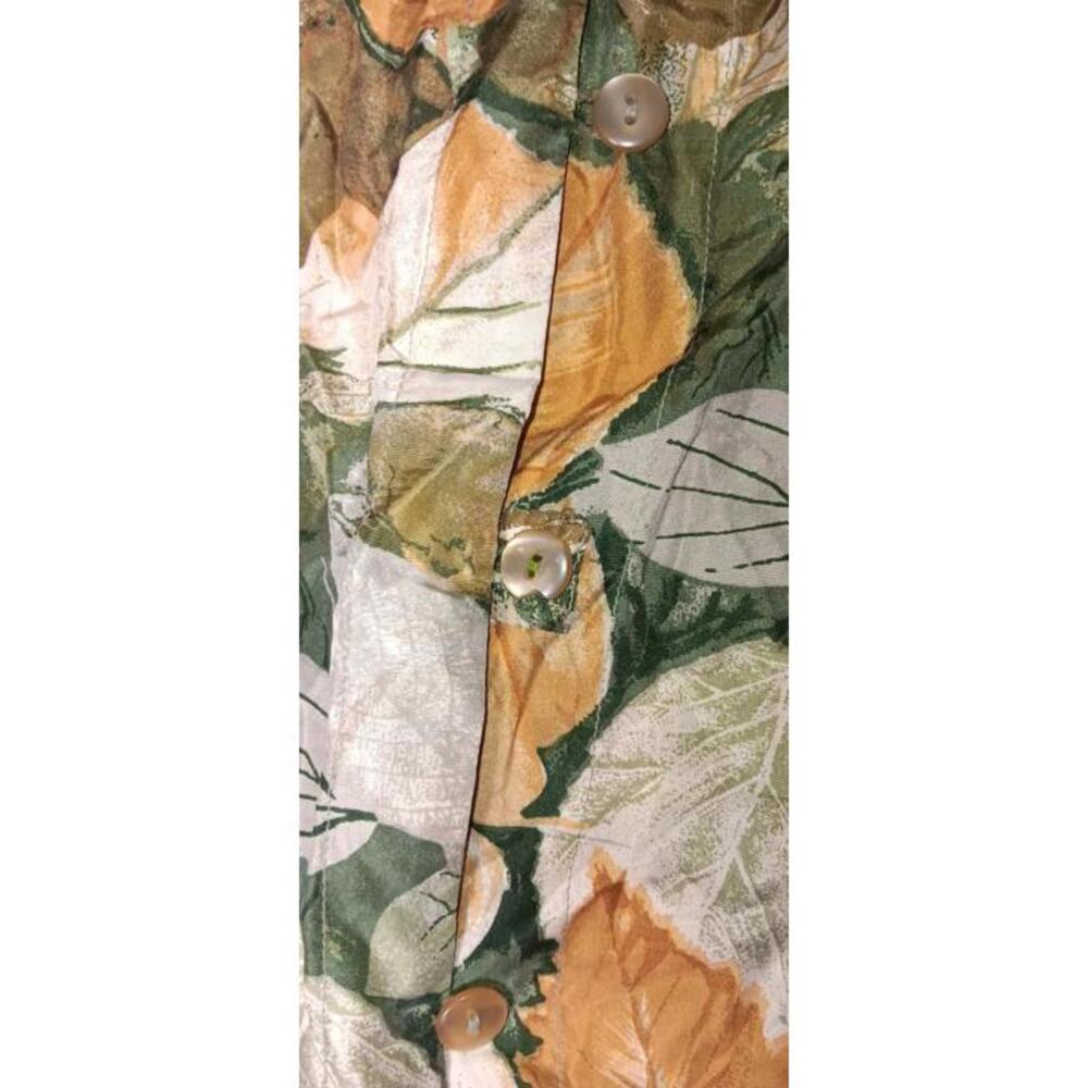 Vintage Stunt Button Up Womens Size Medium 100% silk Fall Leaves Pattern Long... - Picture 8 of 12
